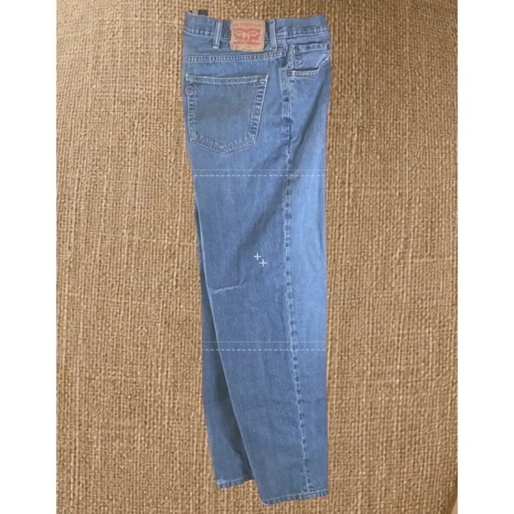 Levi Straight Relaxed Mens W44 L32 Distressed Garage Grunge Workwear Denim Jeans